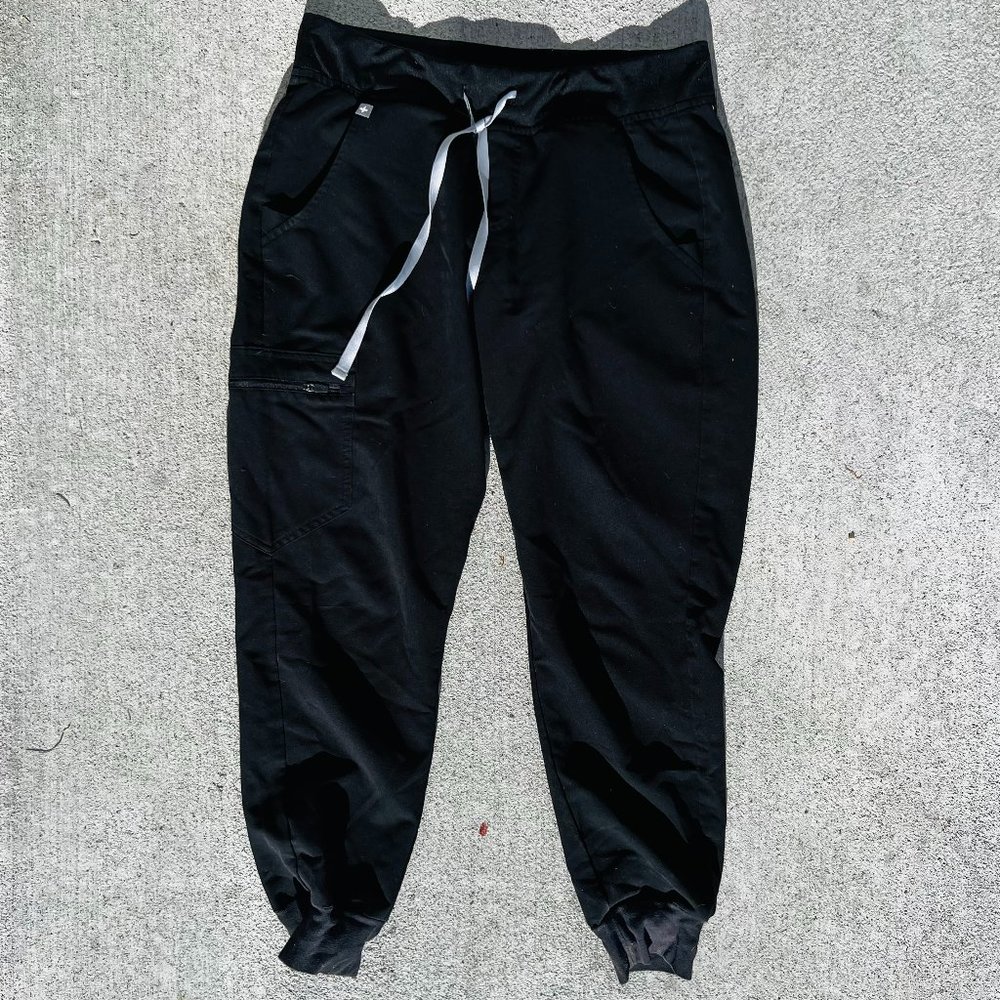 Figs Zamora Black Jogger Scrub Pants Small Slim Fit